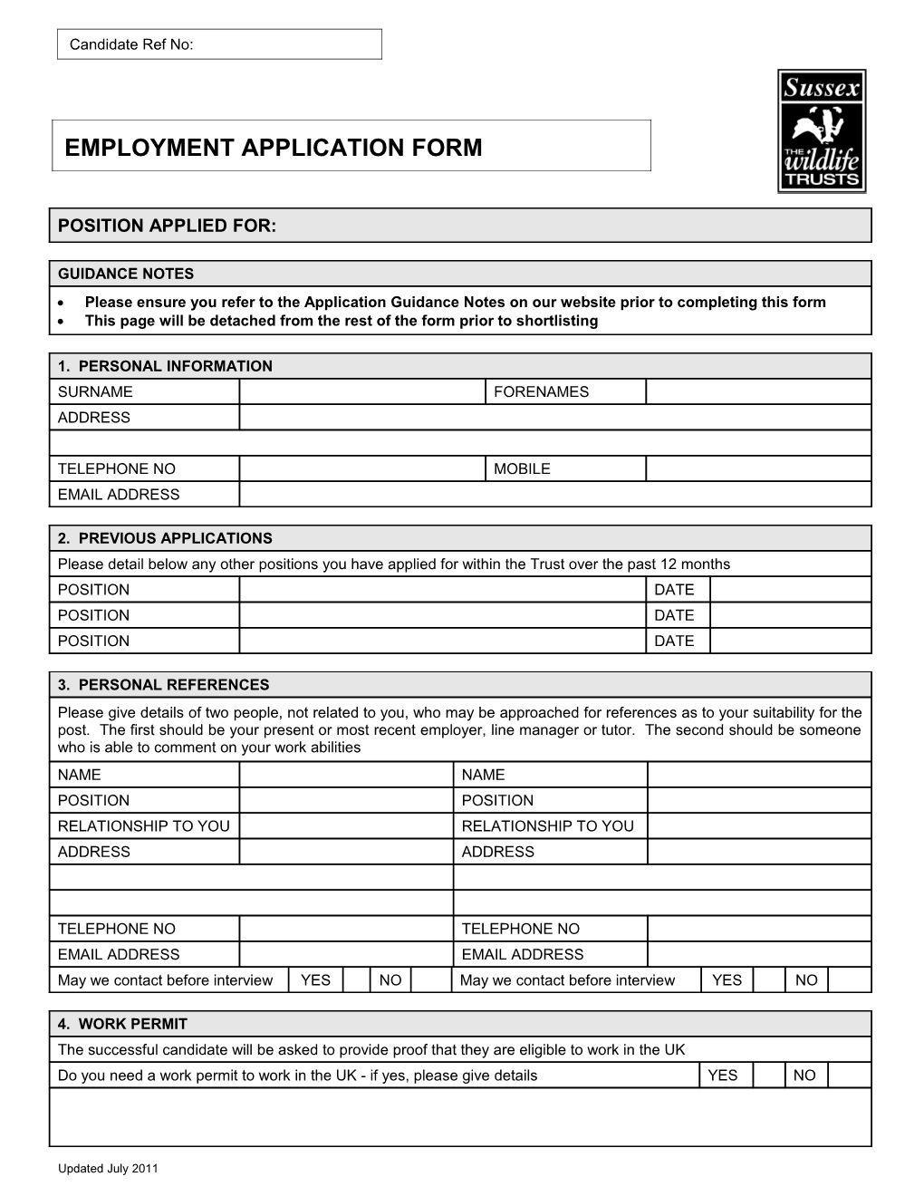 This Page Will Be Detached from the Rest of the Form Prior to Shortlisting