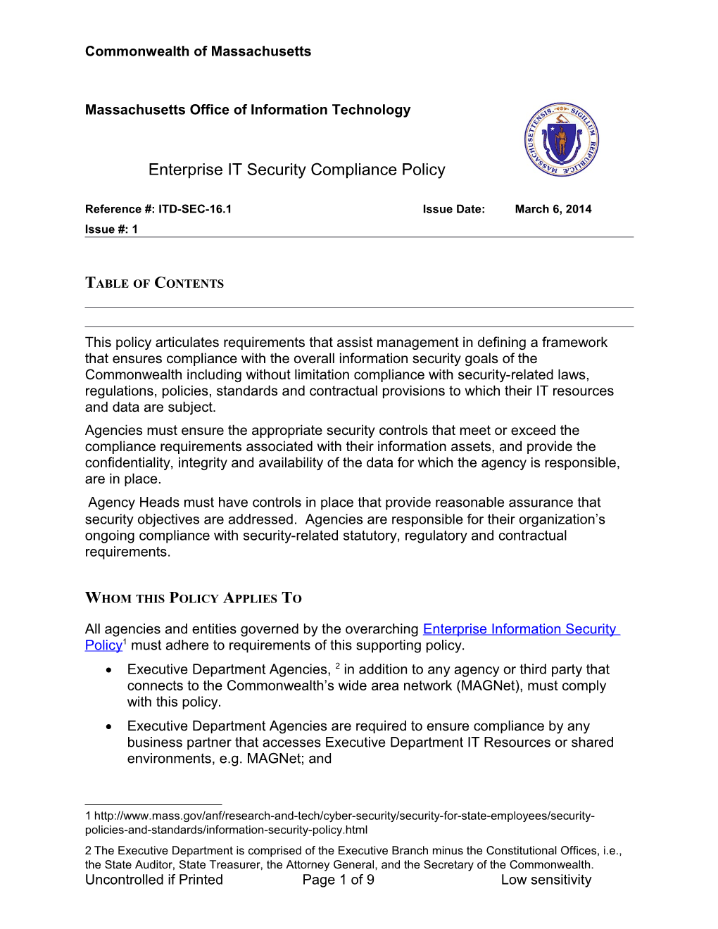 Enterprise IT Security Compliance Policy