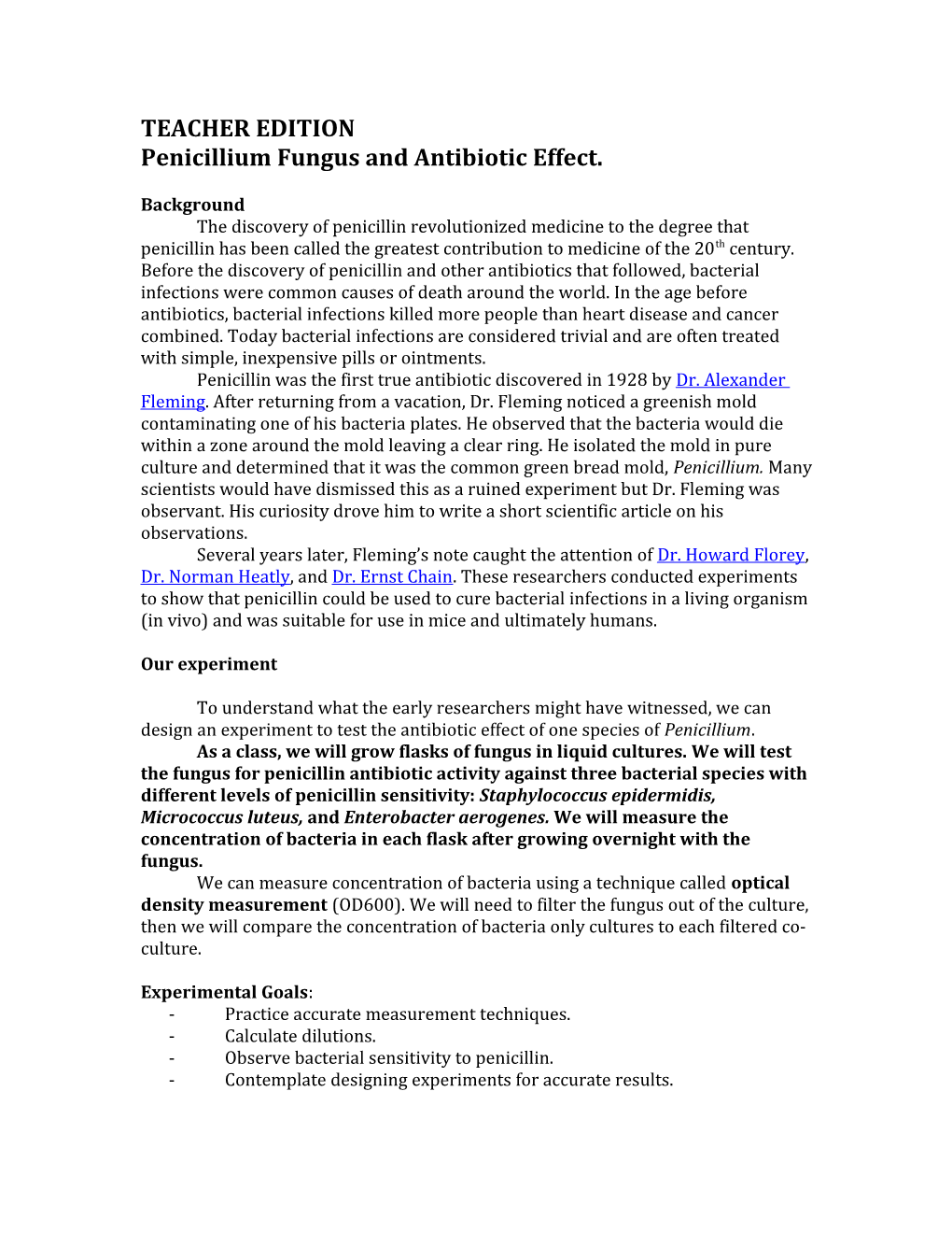 Penicillium Fungus and Antibiotic Effect