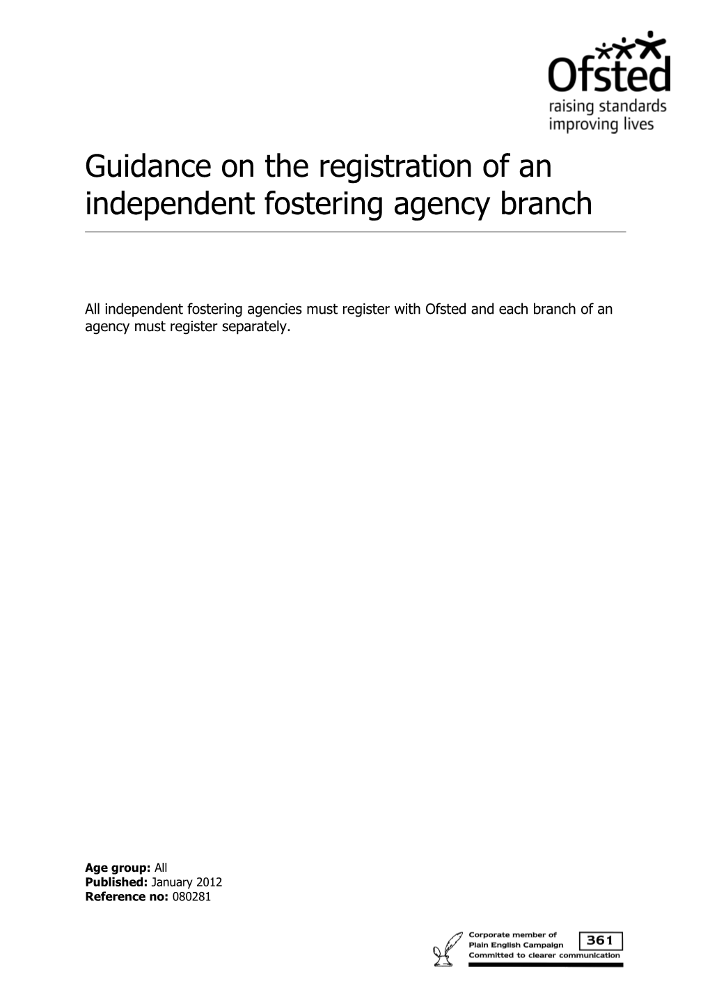 Guidance on Registration of IFA Branch