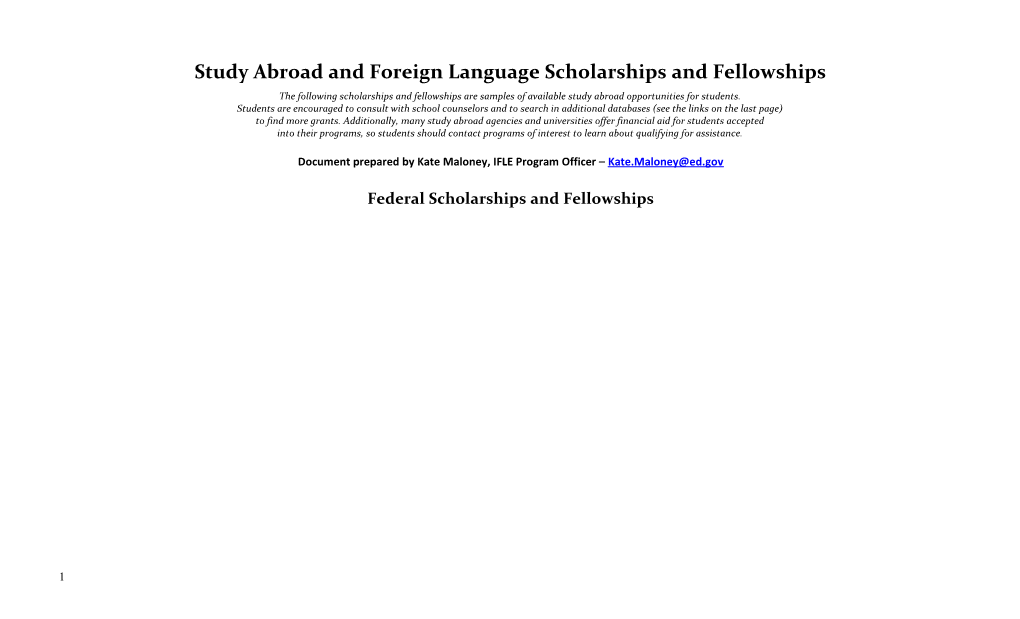 Study Abroad and Foreign Language Scholarships and Fellowships