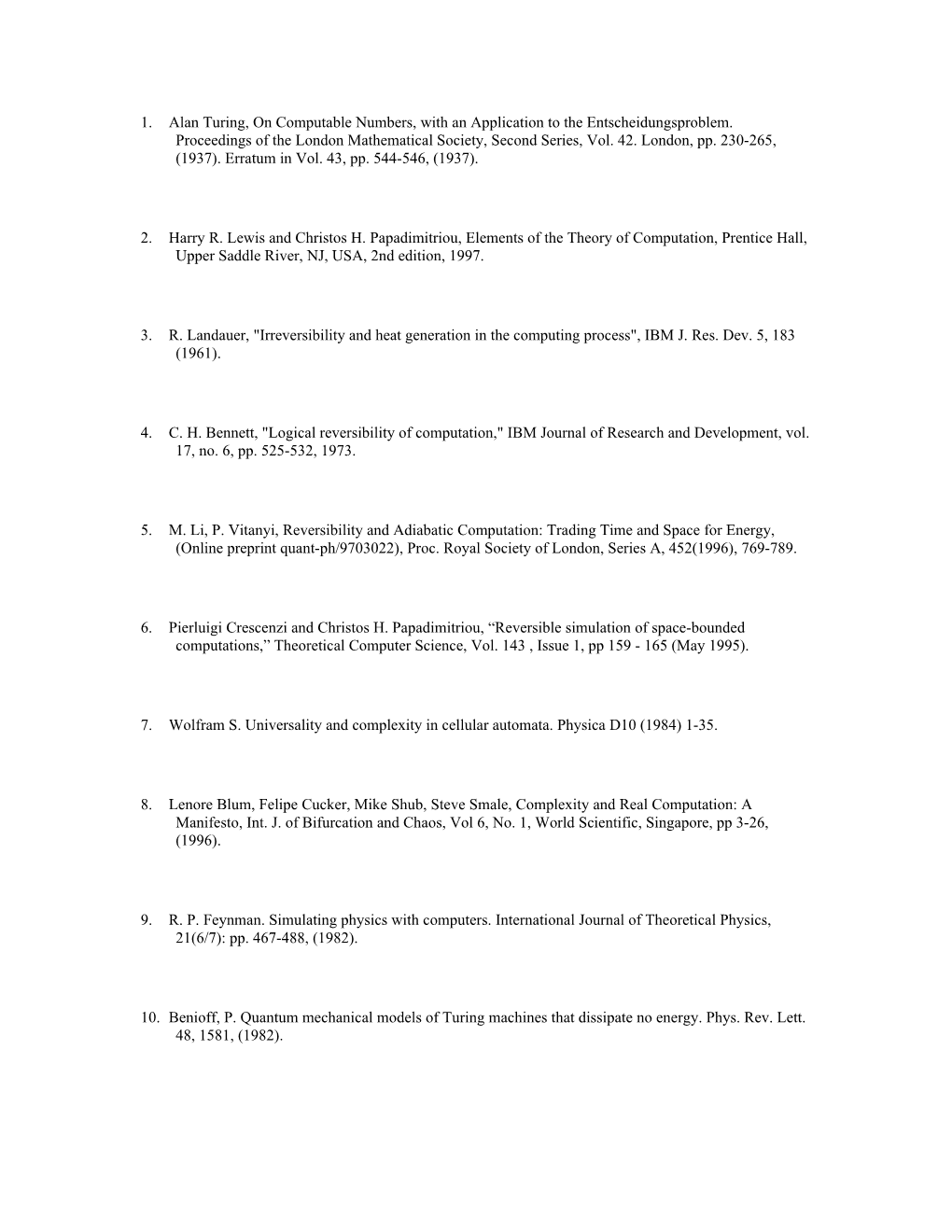 R. Landauer, Irreversibility and Heat Generation in the Computing Process , IBM J. Res