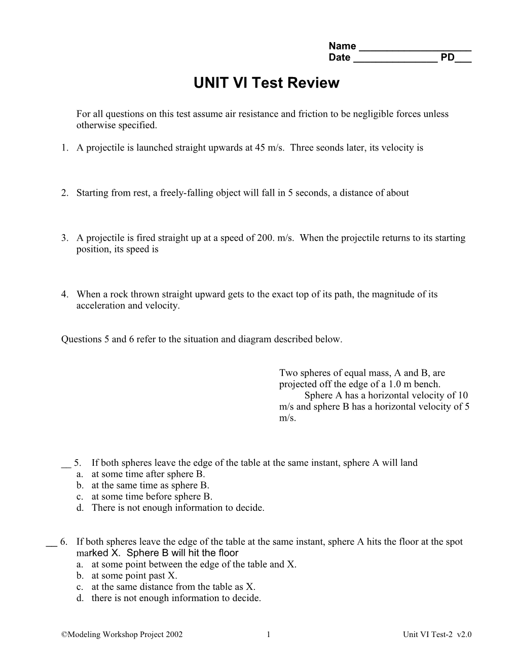 UNIT VI Test Review