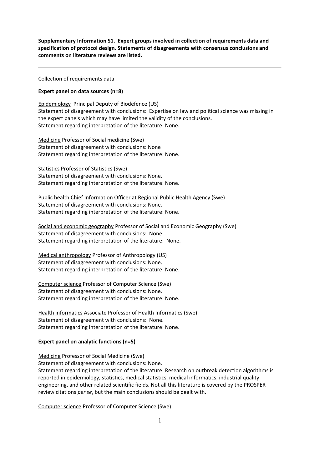 Expert Panel on Data Sources (N=8)