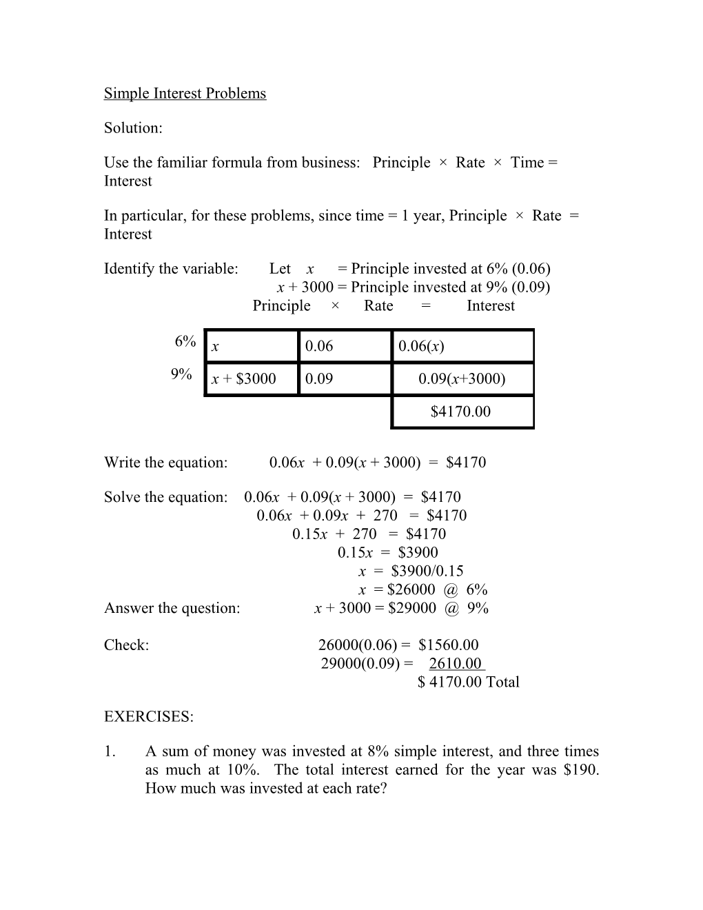 Simple Interest Problems