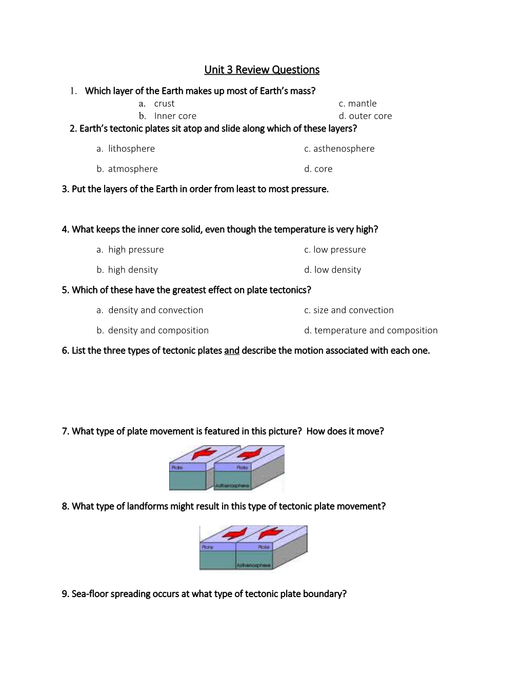 Unit 3 Review Questions