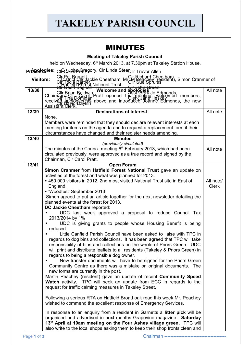 Takeley Parish Council s3