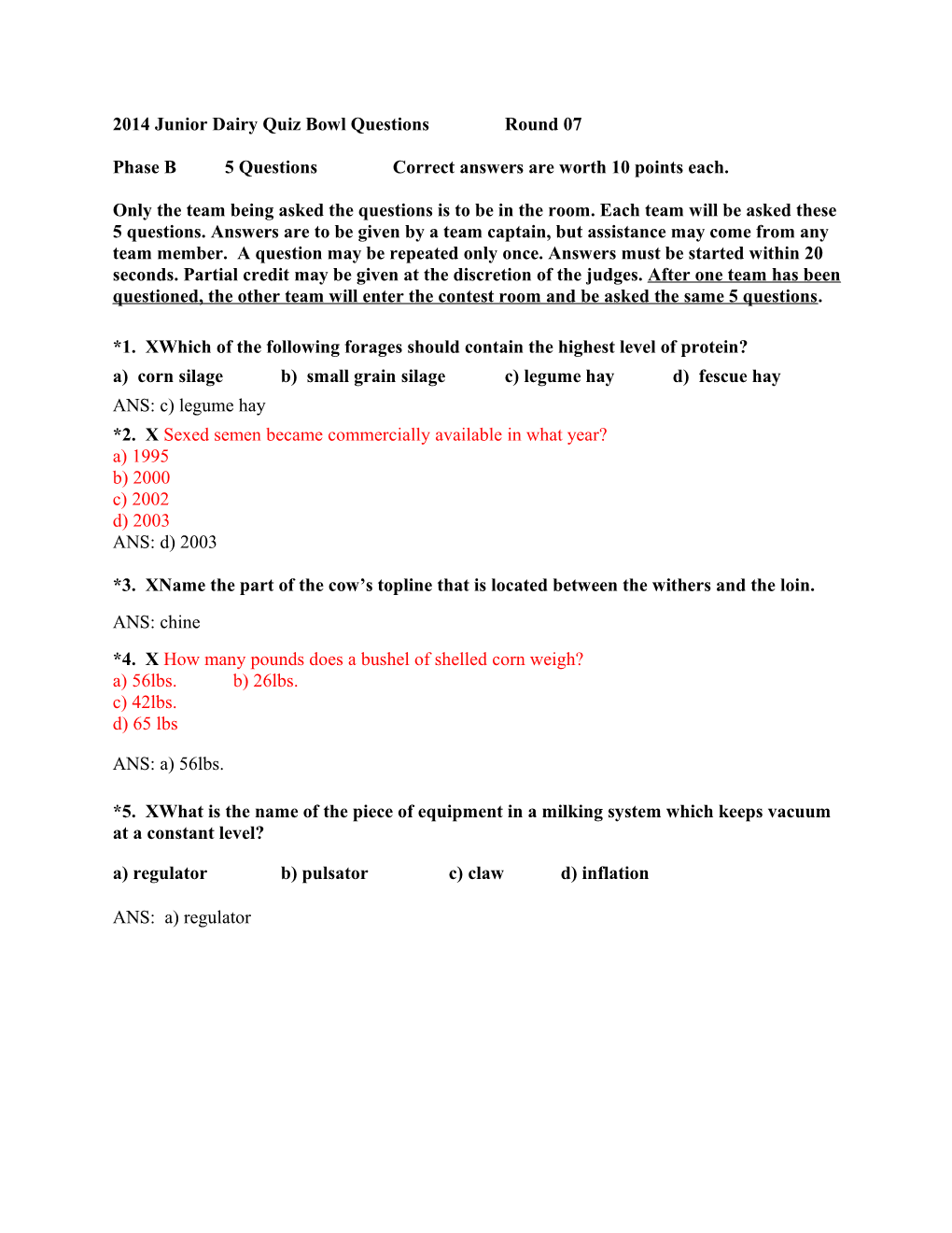 2014 Junior Dairy Quiz Bowl Questions Round 07