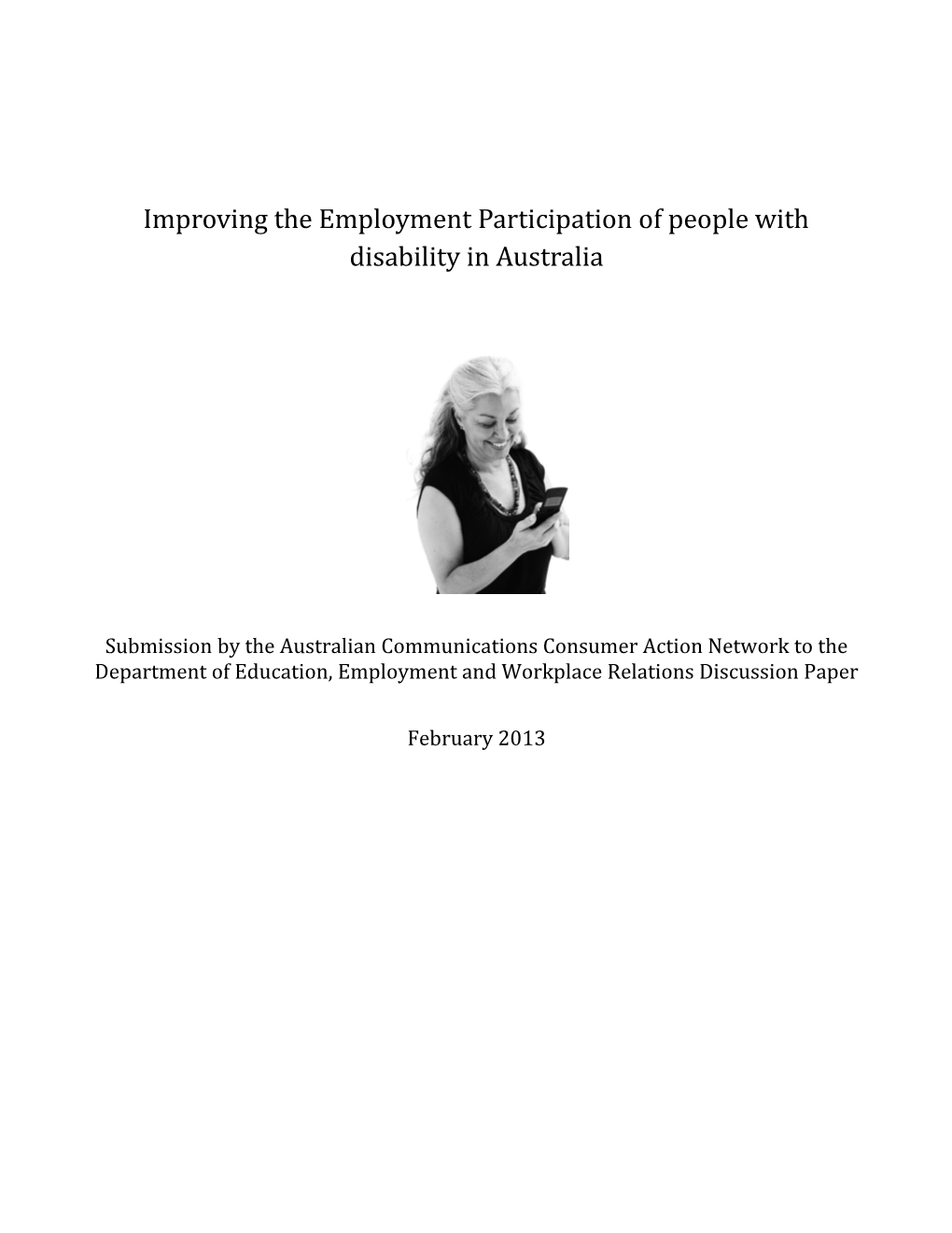 Improving the Employment Participation of People with Disability in Australia