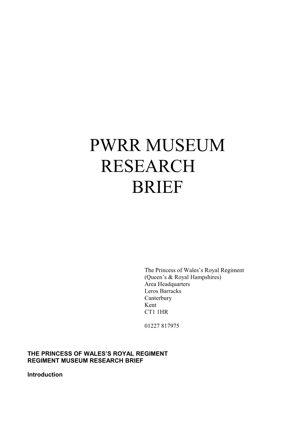 Regiment Research Brief