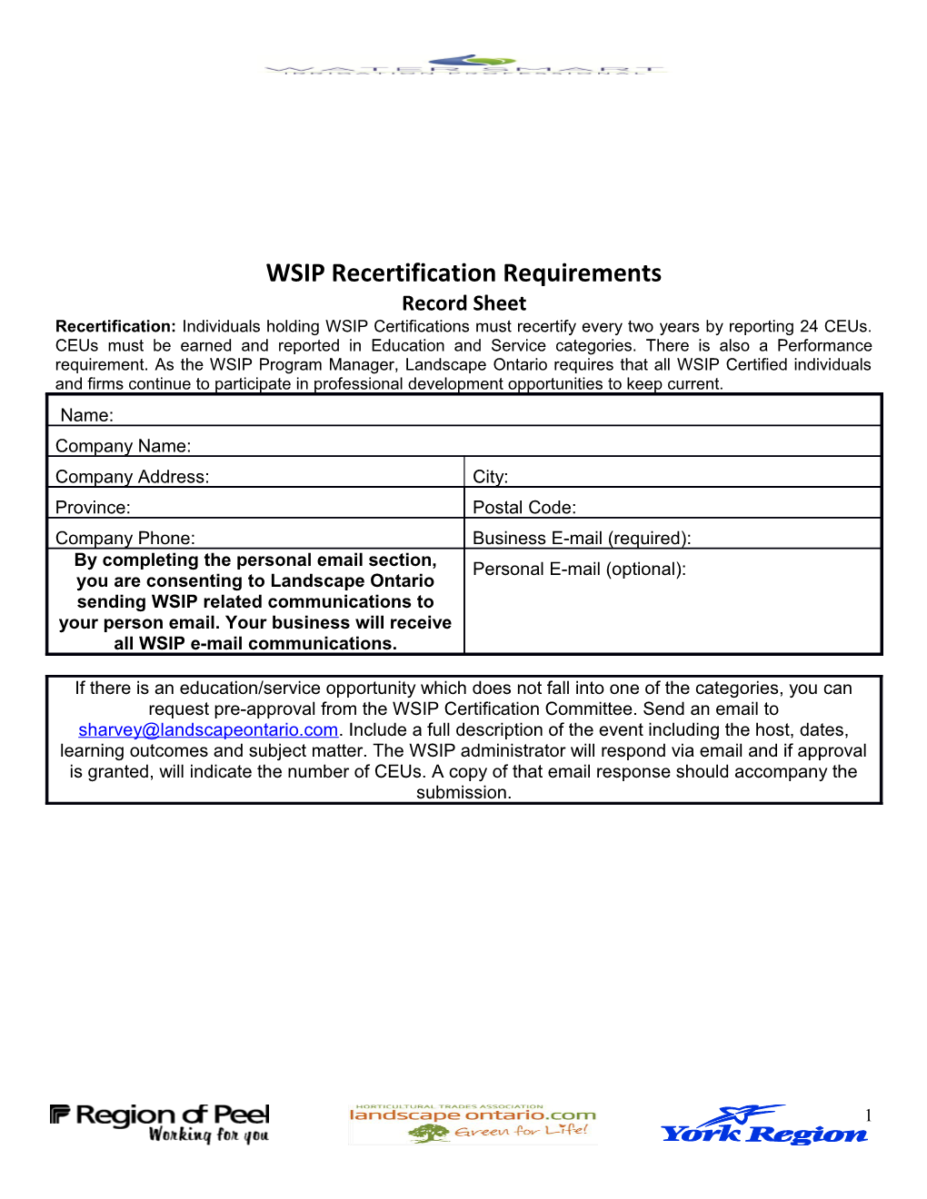 WSIP Recertification Requirements