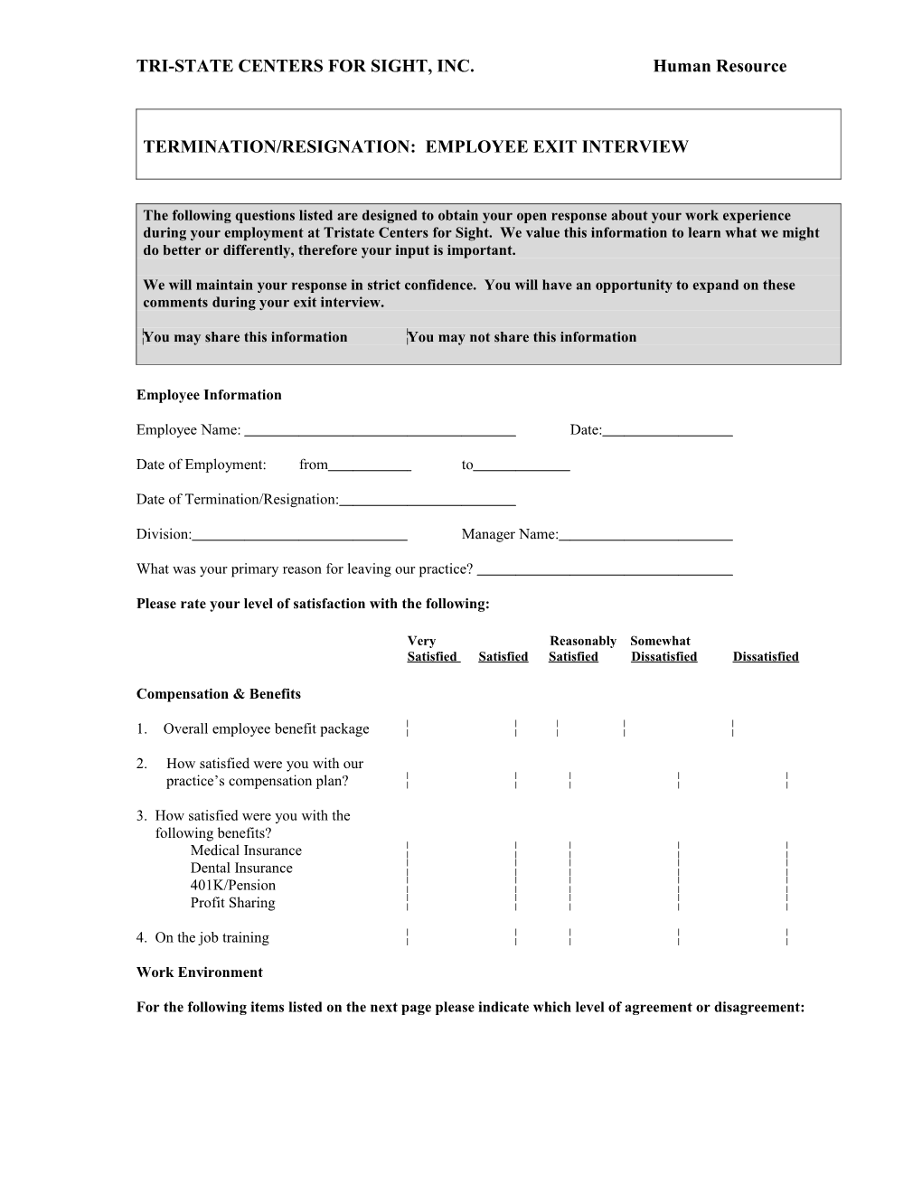 Exit Interview Form