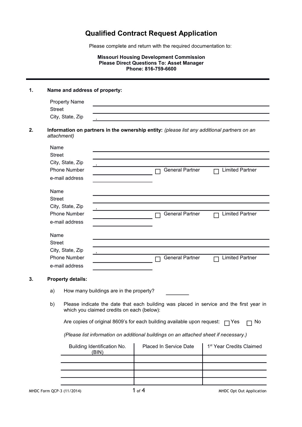 Qualified Contract Request Application