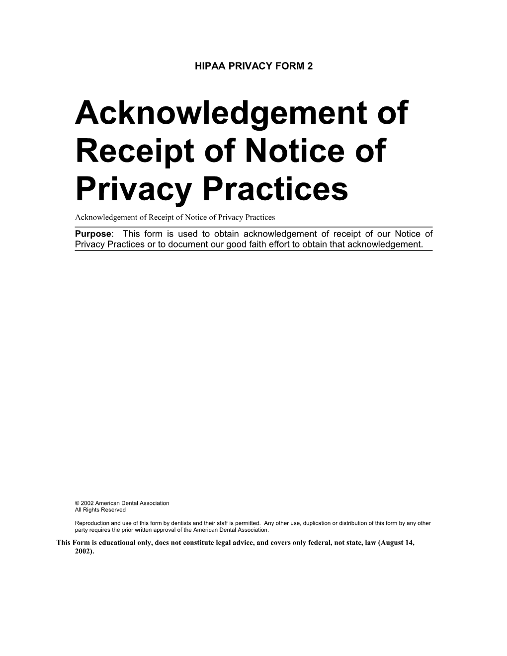 Hipaa Privacy Form 3