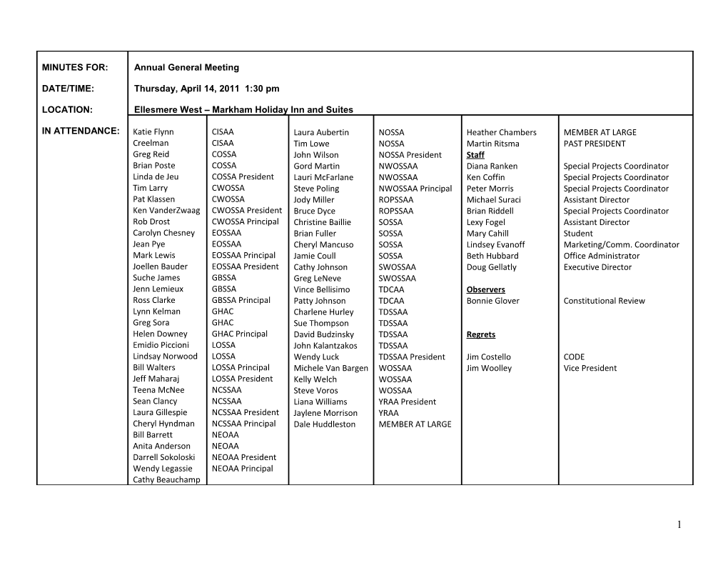 Minutes For: Governance Review Committee