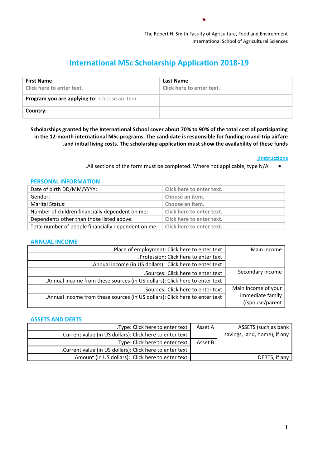 International Msc Scholarship Application 2018-19