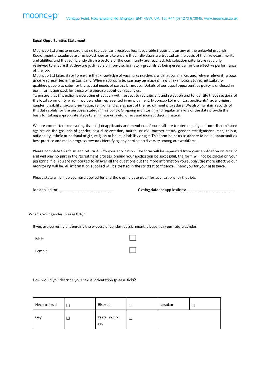 Equal Opportunities Statement