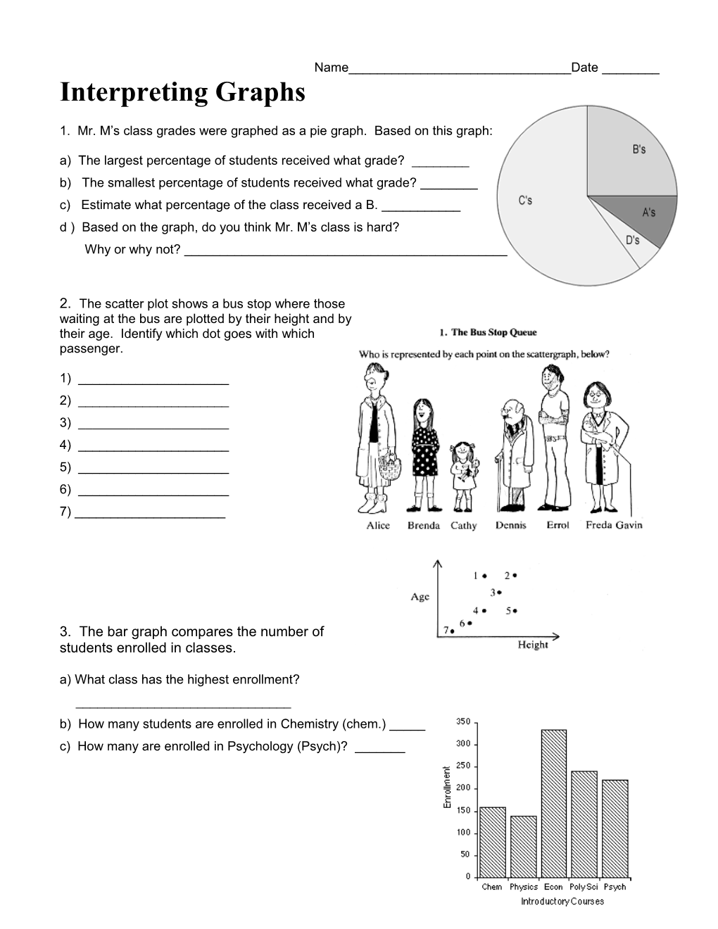 1. Mr. M S Class Grades Were Graphed As a Pie Graph. Based on This Graph