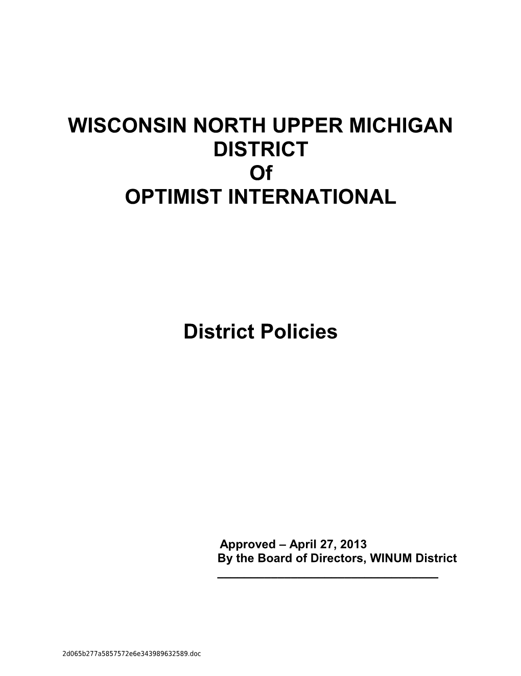 District Policies - Table of Contents