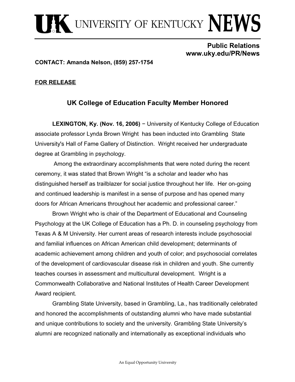 UK College of Education Faculty Member Honored