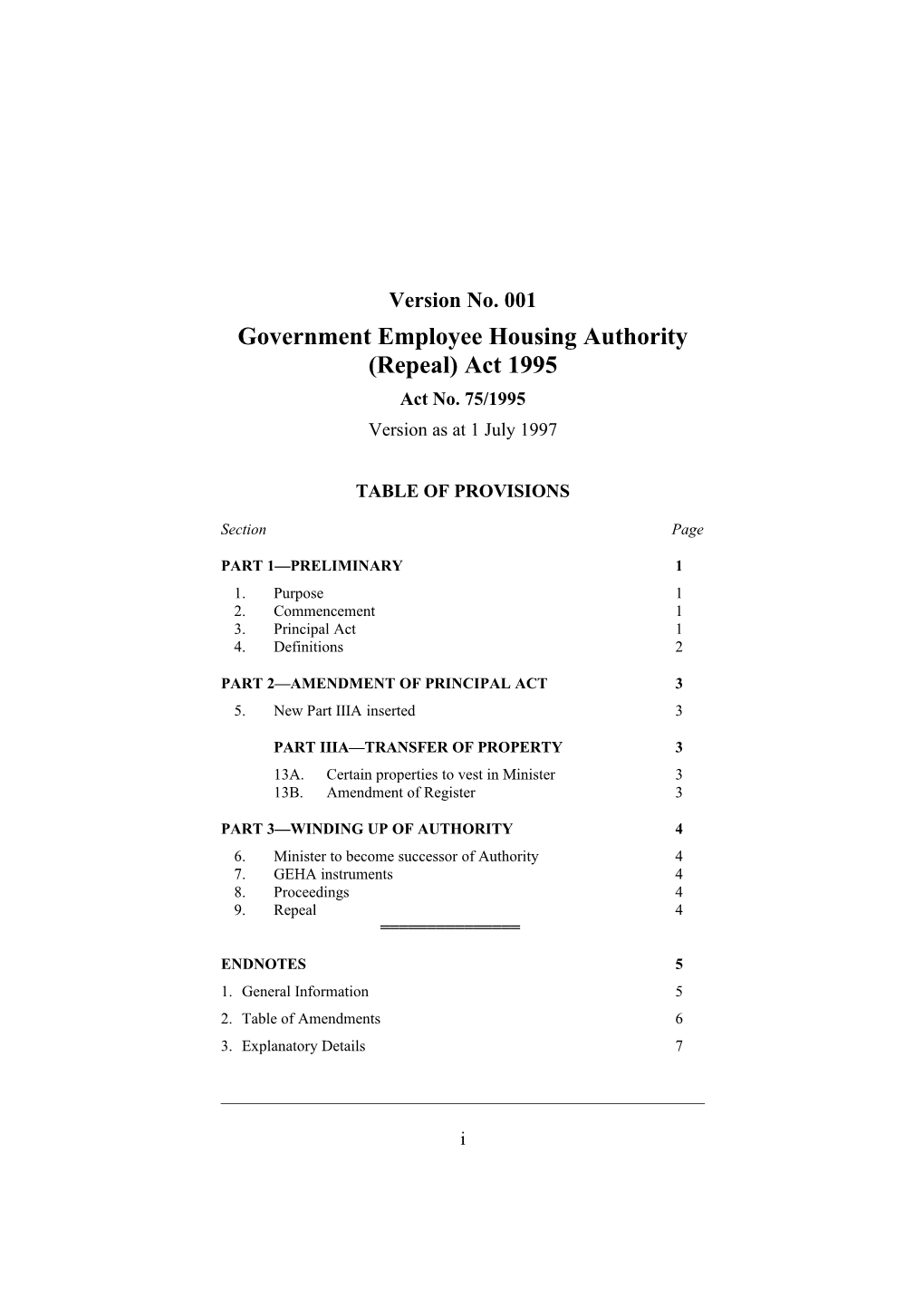 Government Employee Housing Authority (Repeal) Act 1995