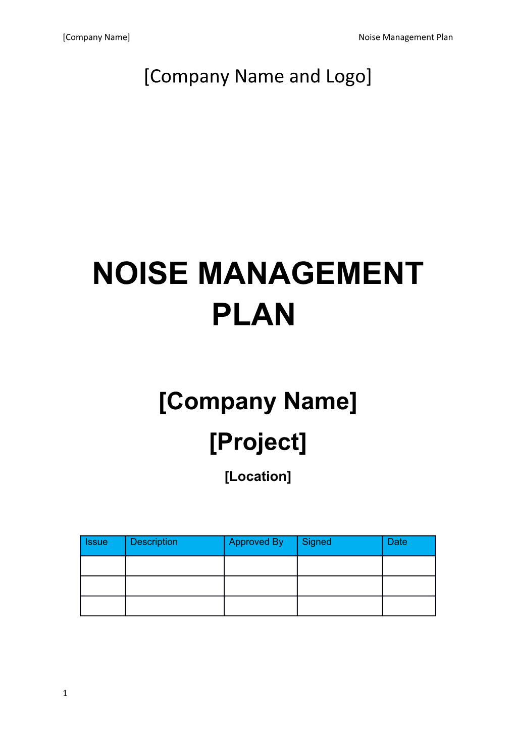 General Noise Management Plan Template