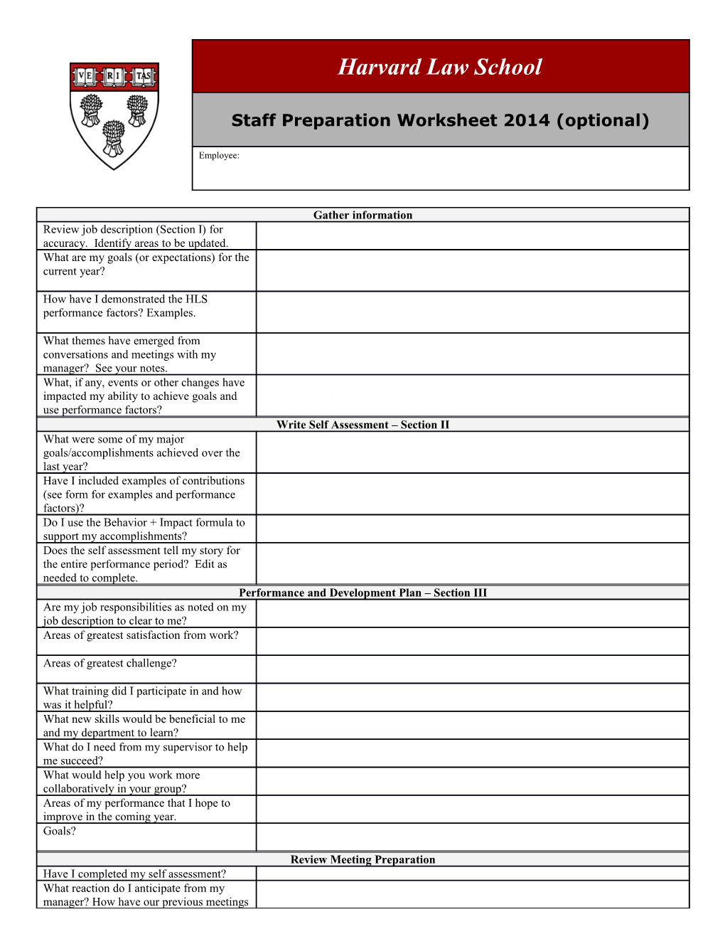 HUDS Performance Development Process