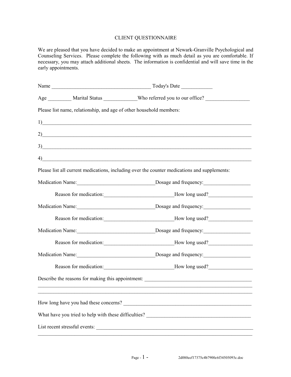 Client Questionnaire