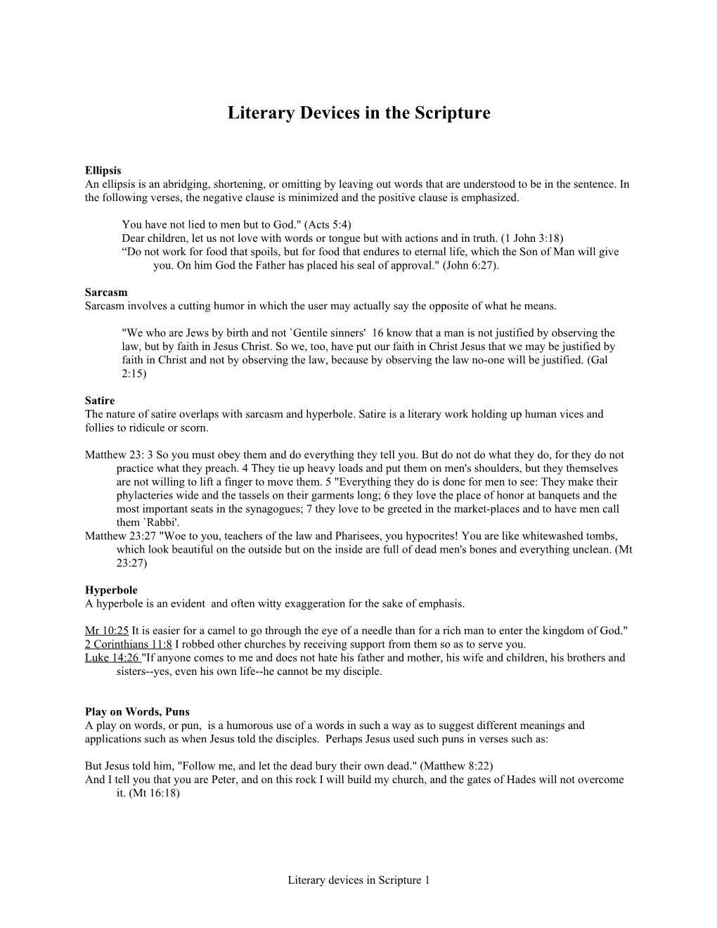 Literary Devices in the Scripture