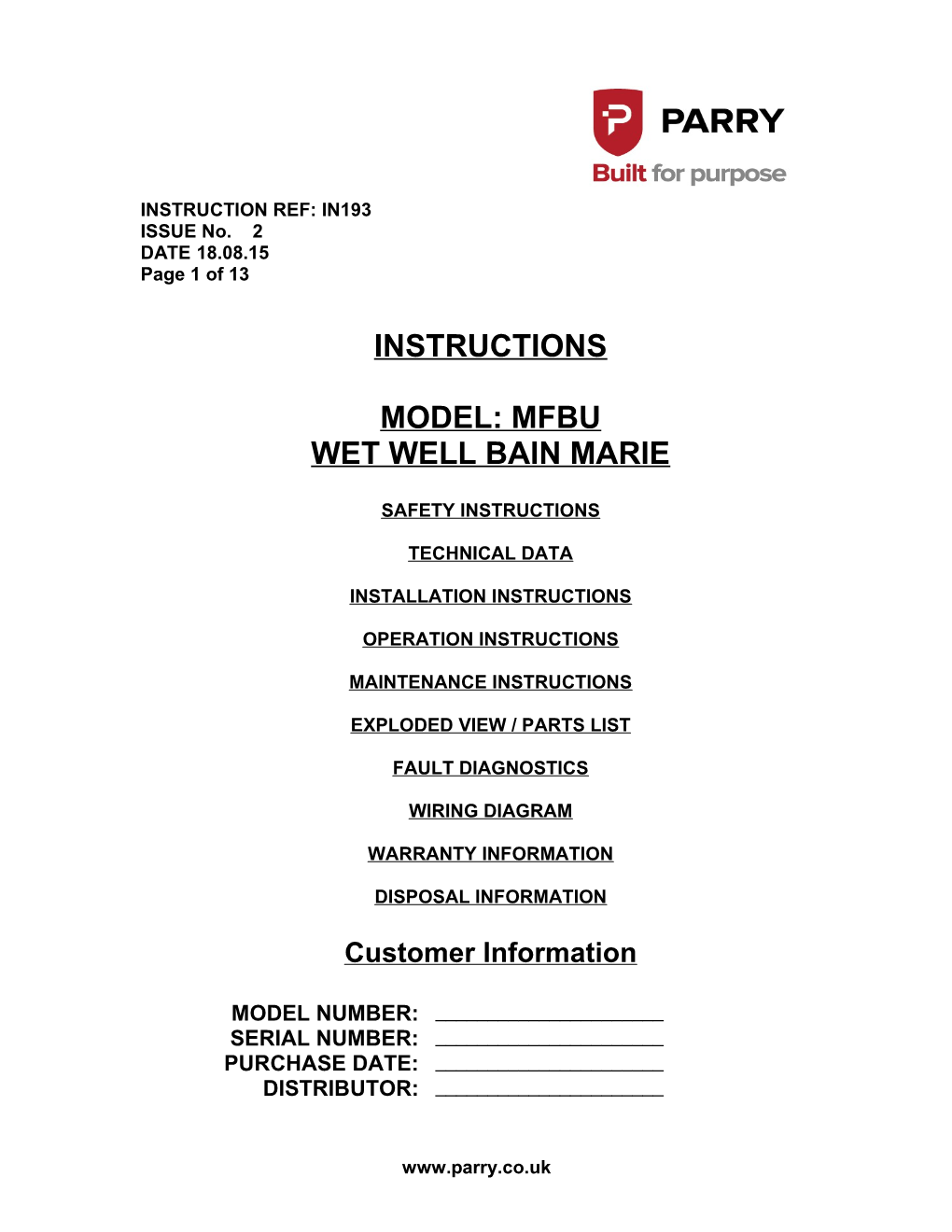 Wet Well Bain Marie