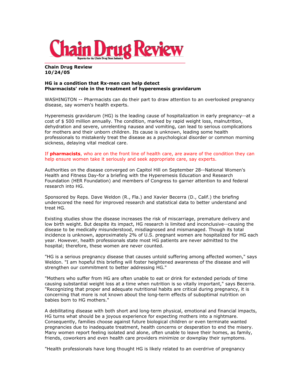 Chain Drug Review