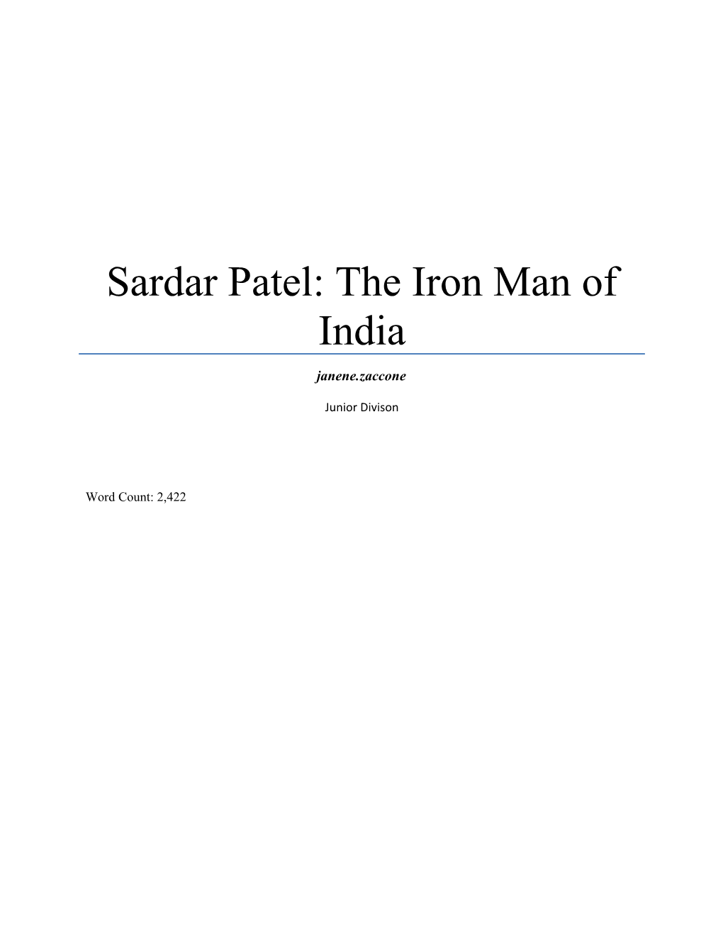 Sardar Patel: the Iron Man of India