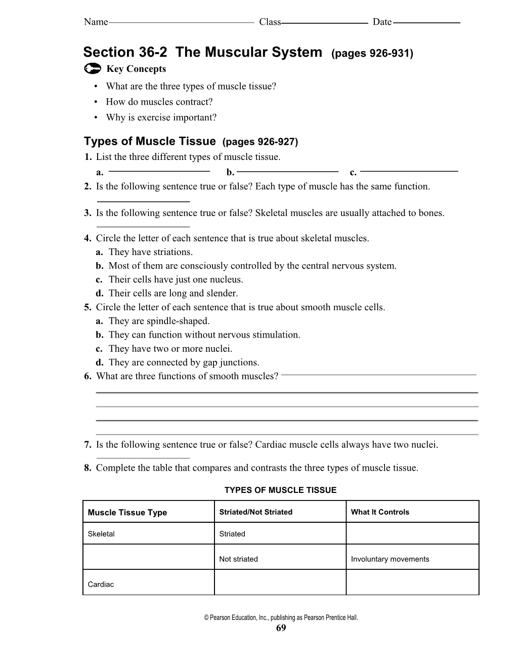 Section 36-2 the Muscular System (Pages 926-931)