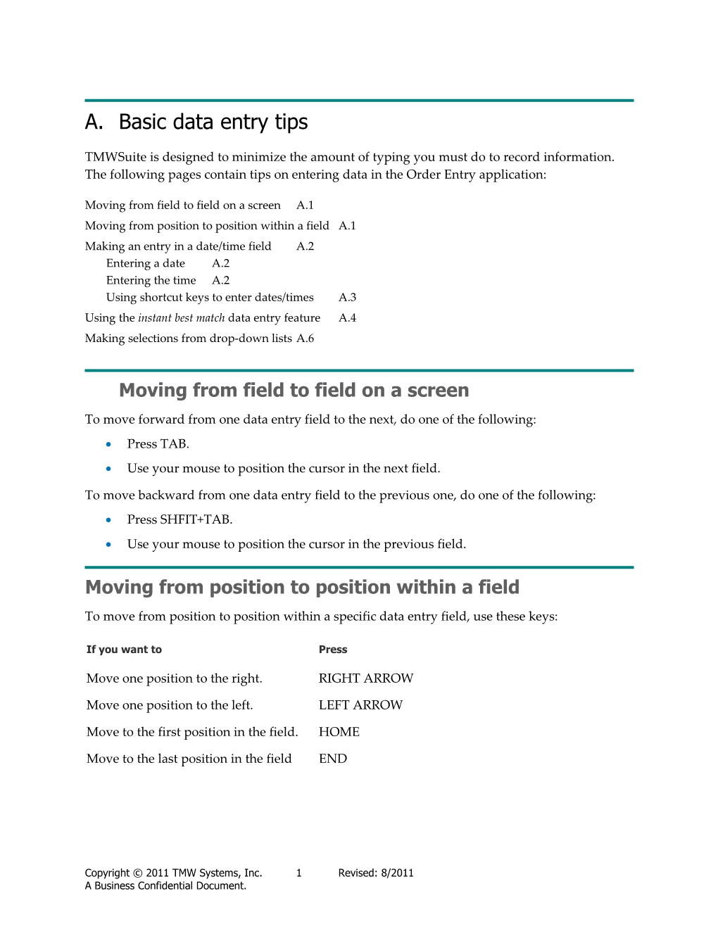 Basic Data Entry Tips