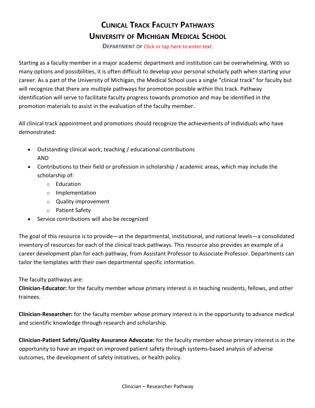 Clinical Track Faculty Pathways