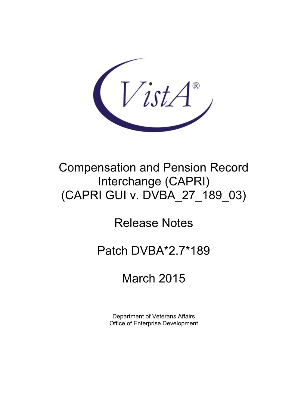 Compensation and Pension Record Interchange (CAPRI) GUI Release Notes s2