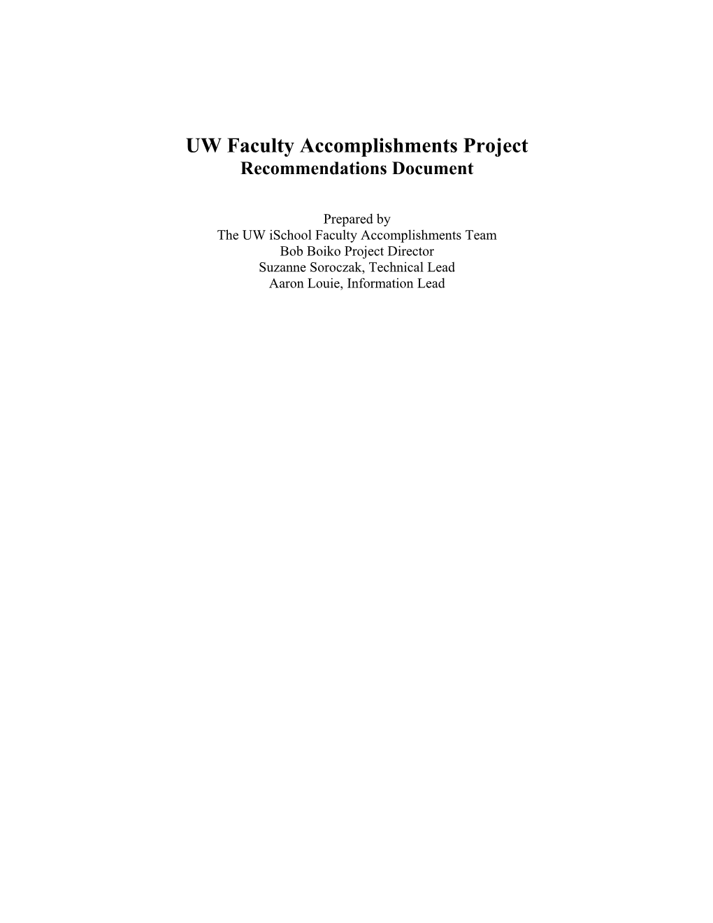 UW Faculty Accomplishments Project