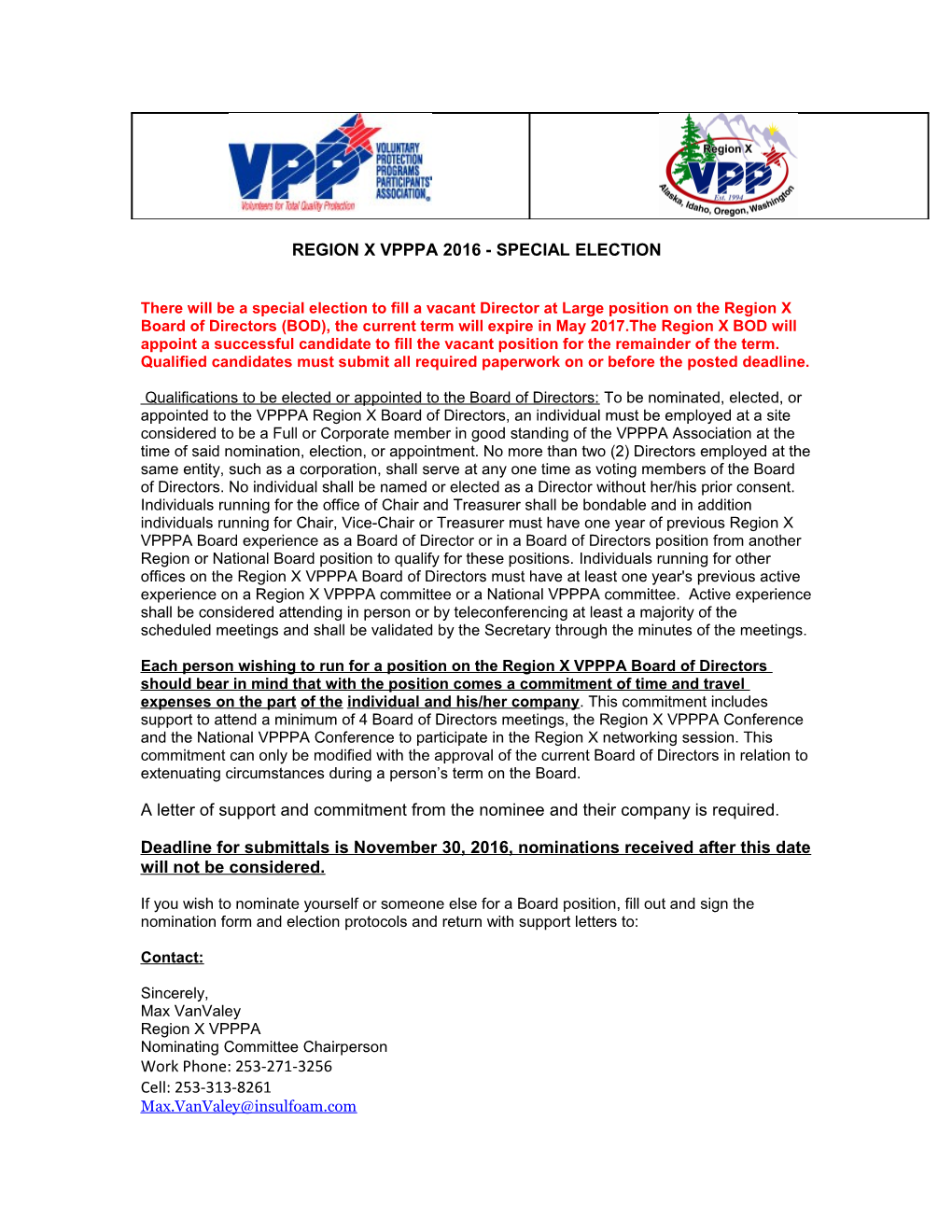 Region X Vpppa 2016 -Special Election