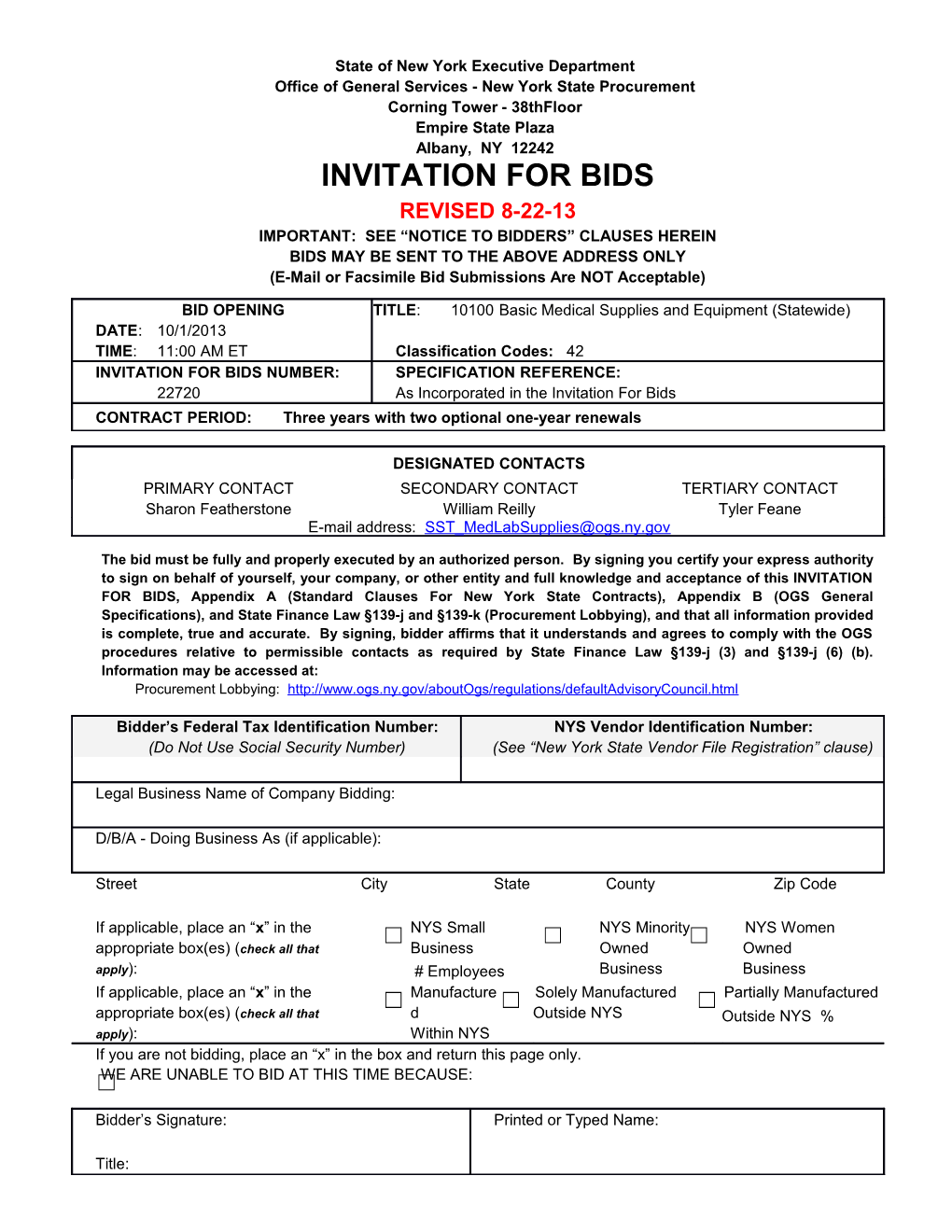 GROUP 10100 Basic Medical Supplies and Equipment (Statewide)PAGE 1