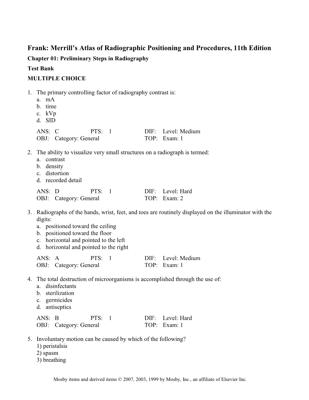 Frank: Merrill S Atlas of Radiographic Positioning and Procedures, 11Th Edition