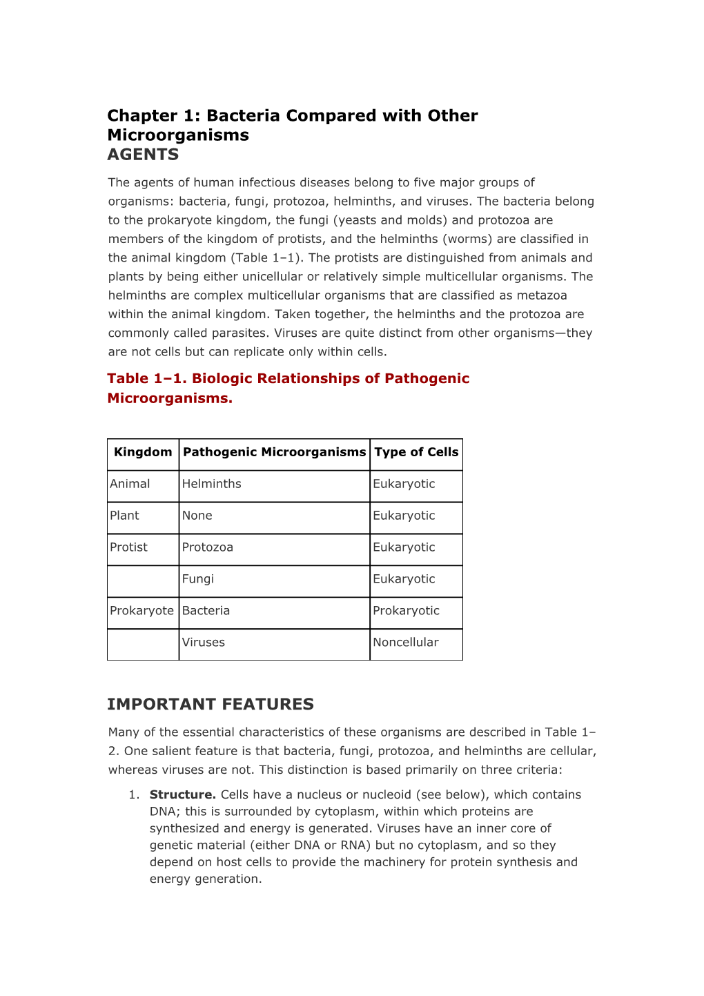 Chapter 1: Bacteria Compared with Other Microorganisms