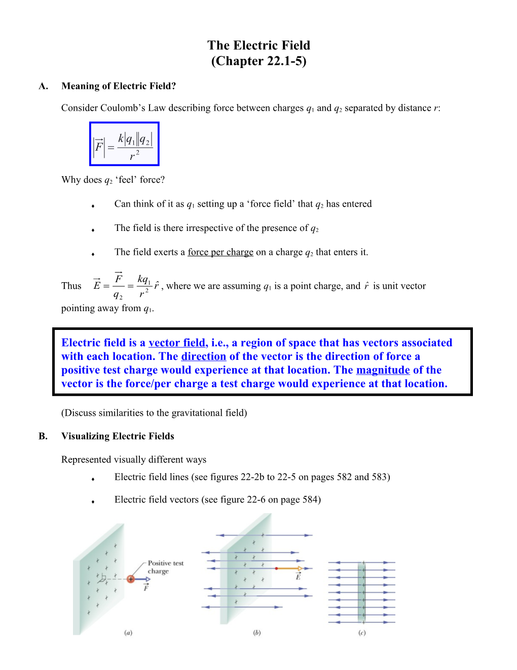 Meaning of Electric Field