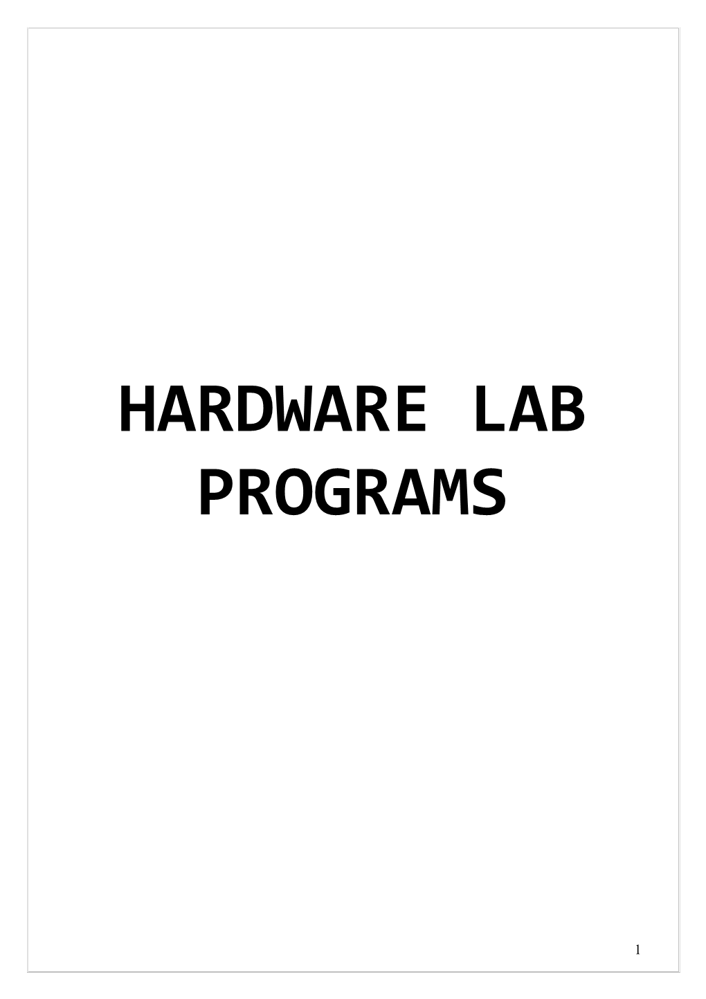Hardware Lab Programs