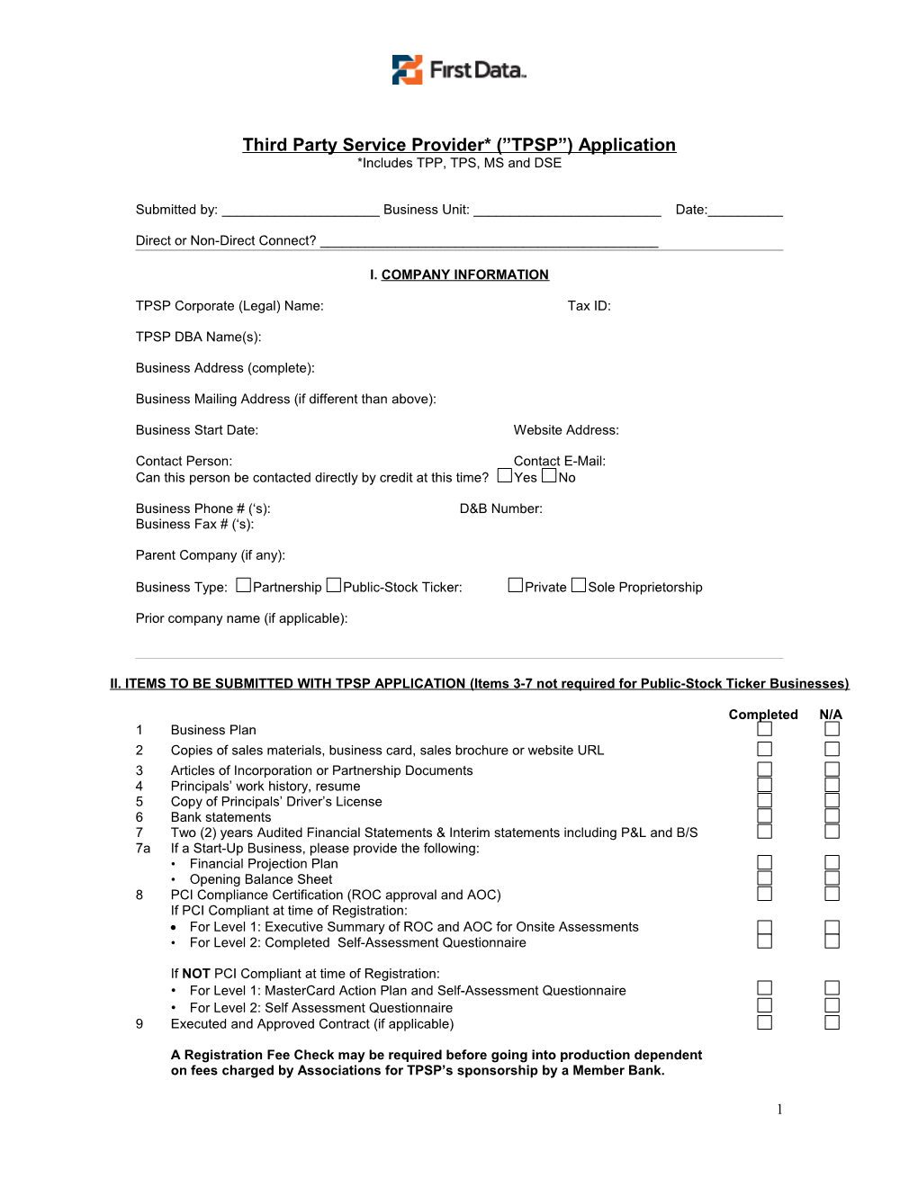 Third Party Processor ( TPP ) Application