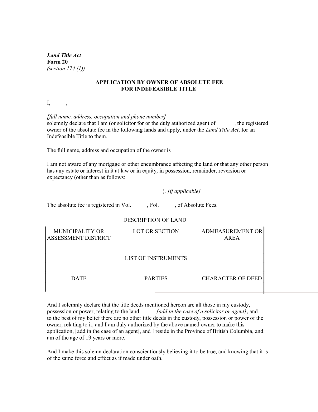 Land Title Act