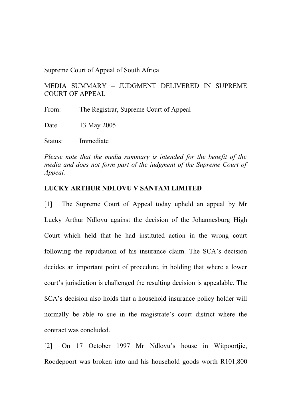 Supreme Court of Appeal of South Africa s9
