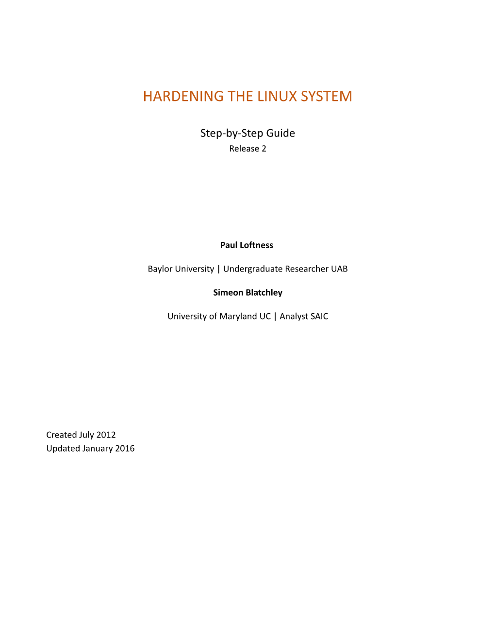 Hardening the Linux System