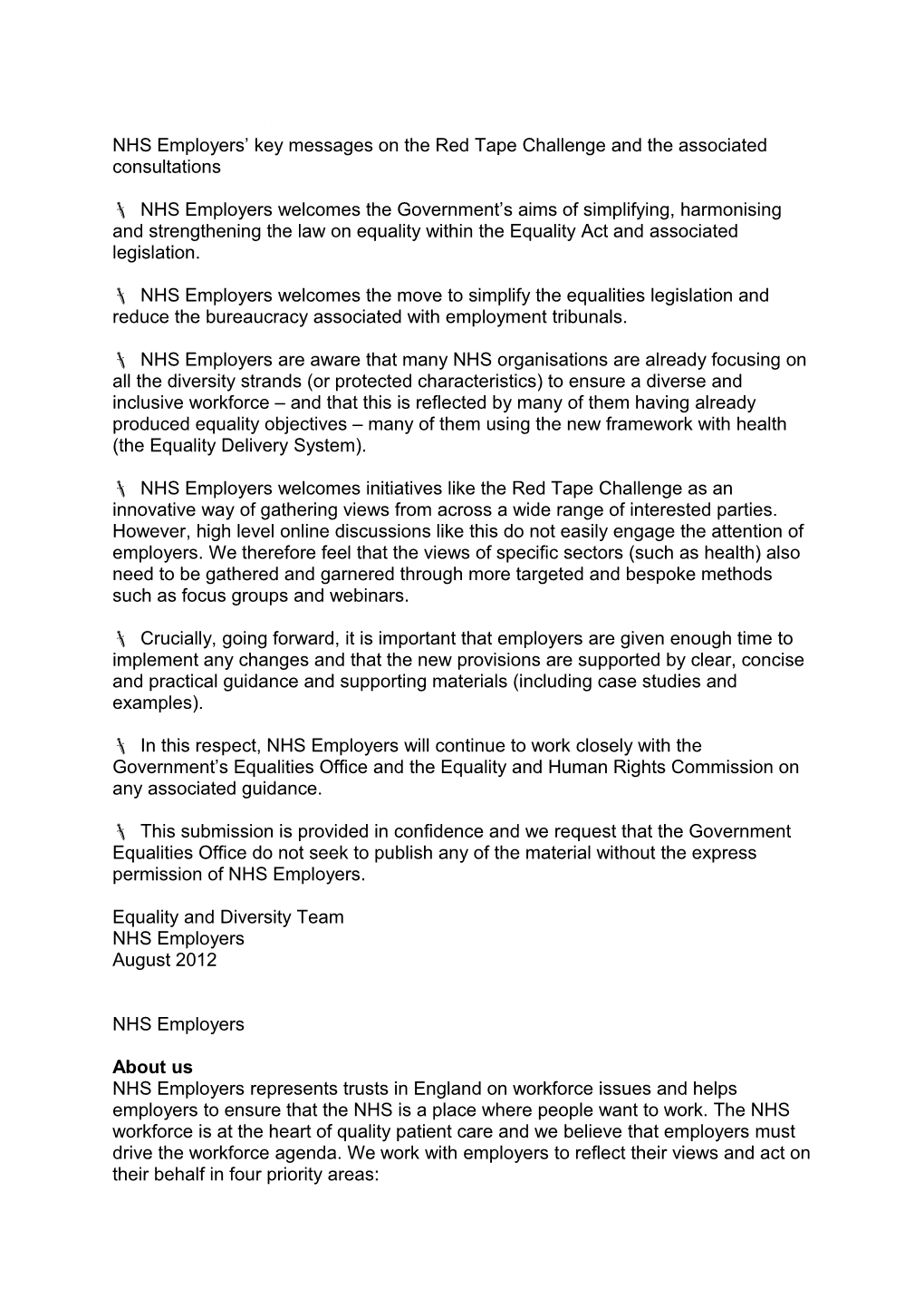 NHS Employers Submission in Response