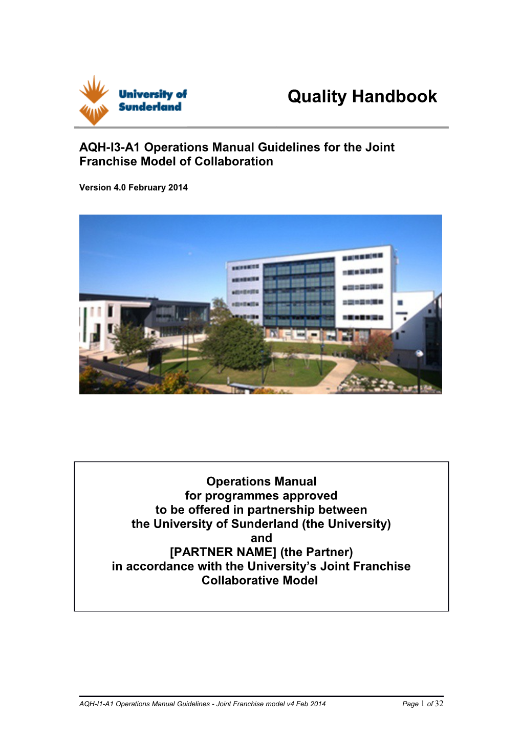 AQH-I3-A1 Operations Manual Guidelines for the Joint Franchise Model of Collaboration