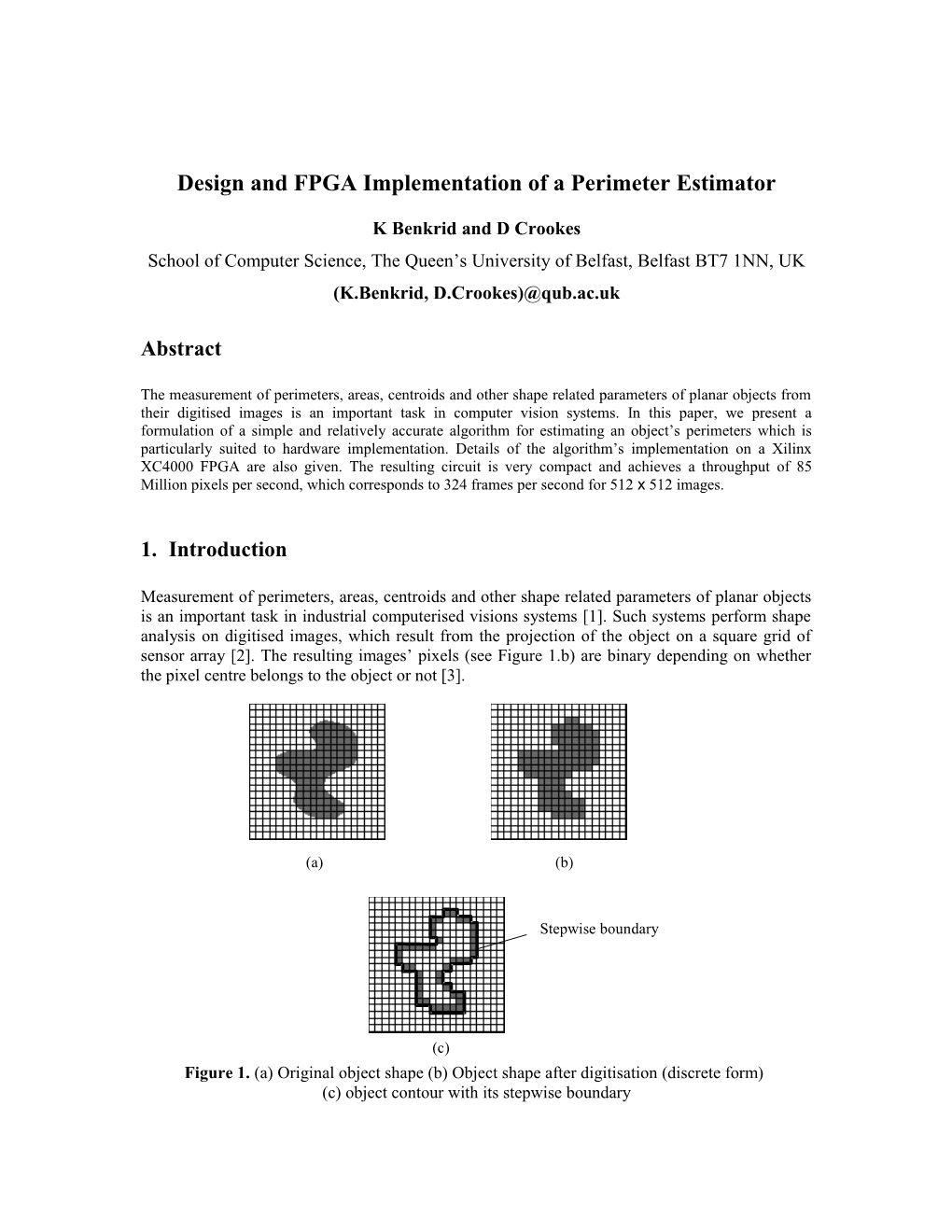 Design and FPGA Implementation of a Perimeter Estimator